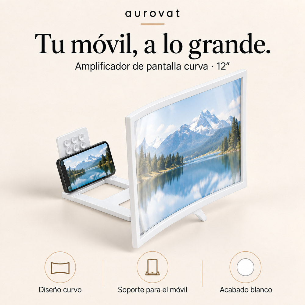 Aurovat Amplificador de pantalla curva 12″ · Blanco