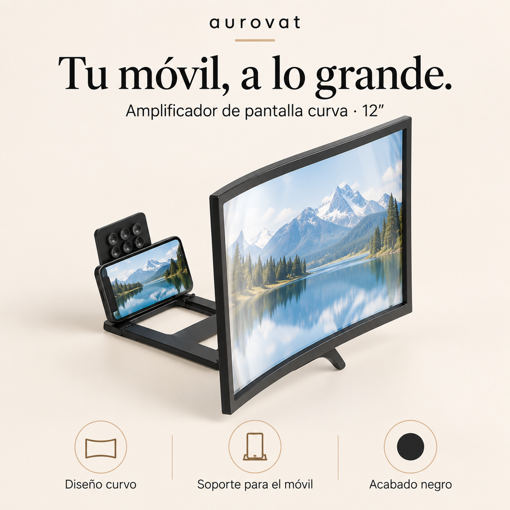 Aurovat Amplificador de pantalla curva 12″ · Negro